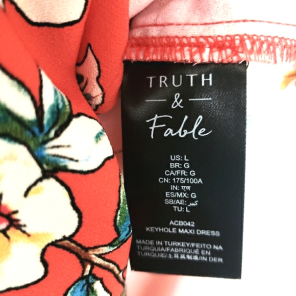 Nwot Truth & Fable Red Multicolor Floral Flutter Sleeve Maxidress - Picture 6 of 14
